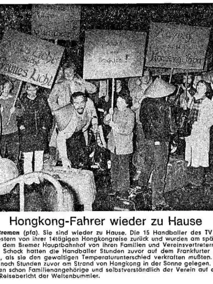Hongkong TV Lilienthal Handball Zeitungsartikel Rückkehr