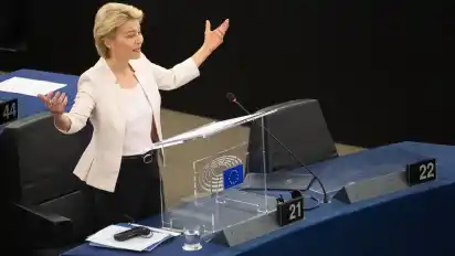 Ursula von der Leyen bei ihrer Rede im Europaparlament.