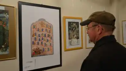 Aus dem Jahr 1932 datiert dieser Adventskalender in der Berner Ausstellung. Titel: "Die Himmelstreppe".