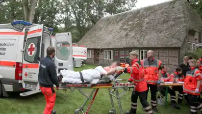 Vor drei Wochen in Handeloh: Sanitäter und Ärzte kümmern sich nach einer Massenvergiftung um 29 Verletzte. Wie jetzt bekannt wurde, nahmen die Ärzte, Heilpraktiker und Therapeuten gezielt illegale Drogen zur Bewusstseinserweiterung.