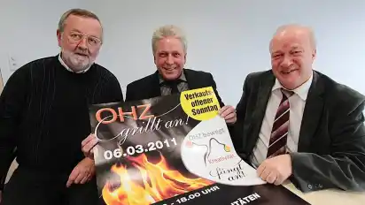 Zum dritten Mal heißt es am Sonntag „OHZ grillt an“. Das Plakat, das Lothar Fricke, Hinrich Breden und Raine