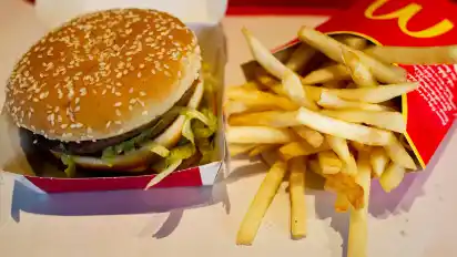 Bic Mac und Pommes frites der Fastfood-Kette Mc Donald's.