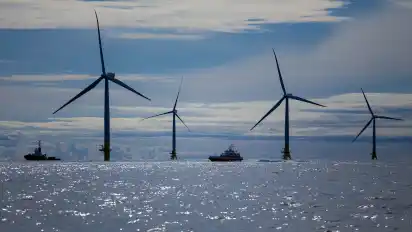 Der Offshore-Windpark "Baltic 2" in der Ostsee vor der Insel Rügen.