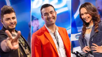 Die Bildkombo zeigt Severino Seeger (l-r), Antonio Gerardi und Viviana Grisafi - die drei Finalisten der Castingshow "Deutschland sucht den Superstar".