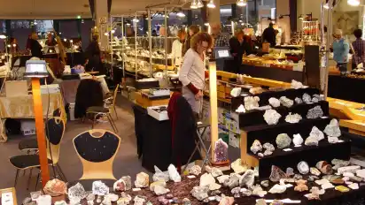 Die Aussteller im Hamme-Forum zeigten den Besuchern an 29 Ständen ein buntes Spektrum an erstaunlichen und bisweilen jahrmillionenalten Mineralien und Natursteinen. (CP)·