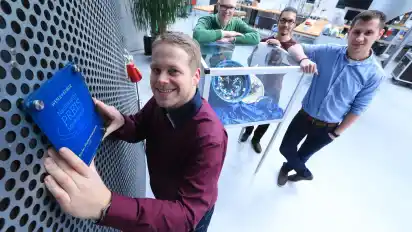 Freuen sich über den MoreSpace-Nachwuchspreis: Patrick Bihn (von links), Tim Schwenteck, Maximilian Ruhe und Florian Meyer.