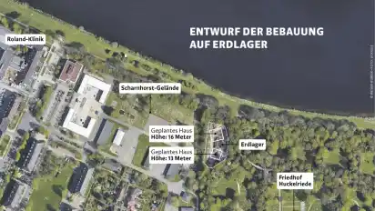 Zwei Wohnhäuser sollen auf dem Erdlager entstehen.