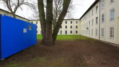 Die Notunterkunft für Flüchtlinge auf dem Gelände des Klinikum Bremen Mitte.