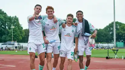Frech und unbekümmert: Marco Friedl, Josh Sargent, Romano Schmid und Felix Agu (v.l.) gehören bei Werder zur jungen Garde. In der laufenden Saison setzt der Klub konsequent auf Talente.