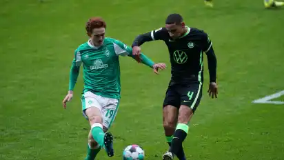 Josh Sargent (links, hier gegen Wolfsburgs Maxence Lacroix) konnte sich im Angriff nur selten durchsetzen.