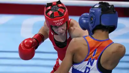 Nadine Apetz musste sich im olympischen Achtelfinale Lovlina Borgohain aus Indien geschlagen geben.