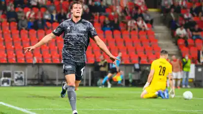 Bremer Jubel für Berlin: Kevin Behrens feiert ein Tor gegen Slavia Prag.