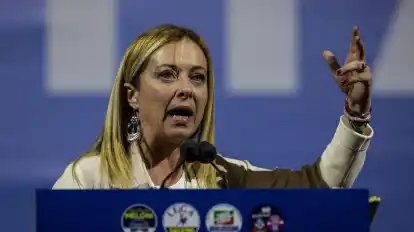 Giorgia Meloni, Vorsitzende der rechtsextremen Partei Fratelli d'Italia (Brüder Italiens), bei einer Wahlkampfveranstaltung in Rom.