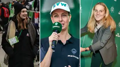 Marie Backhaus (Pressesprecherin Werder-Frauen, v. l.), Anne-Kathrin Laufmann (Geschäftsführerin) und Lina Hausicke (Kapitänin SV Werder) arbeiten bereits für Werder Bremen. Bis 2026 sollen noch viele weitere Frauen dazu kommen.