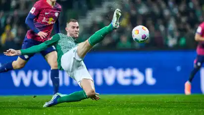 Im Hinspiel trennten sich Werder und Leipzig mit einem 1:1. Das Tor für die Bremer erzielte Justin Njinmah, der am Sonnabend allerdings fehlen wird. Vielleicht ergibt sich die Chance für Marvin Ducksch (Bild).