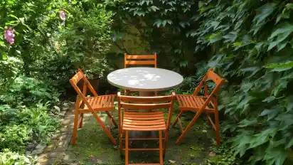 Alles ist im Wandel, auch der kleine Garten im Sonnenschein.