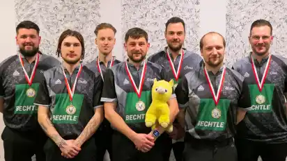 Der ABC Delmenhorst mit Torben Fricke, Dustin Gerken, Justin Reska, Daniel Albers, Jonas Franz, Martin Schmeil, Chris Kammann (von links) hat diue Landesmeisterschaft gewonnen.