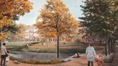 So stellt sich das Büro Arbos Landscape aus Hamburg den Bereich rund um das Haus am Markt vor. Dieser Entwurf landete auf dem zweiten Platz beim Planungswettbewerb.