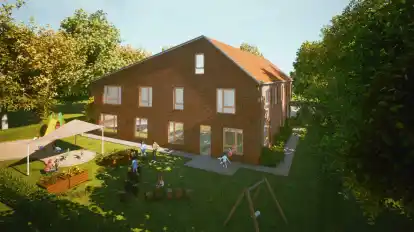 Die Rückseite des Neubau: So stellen sich die Architekten den Außenbereich vor.