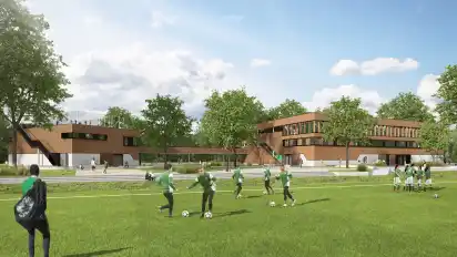 So soll er aussehen: Werders geplanter Fußball-Campus in der Pauliner Marsch.